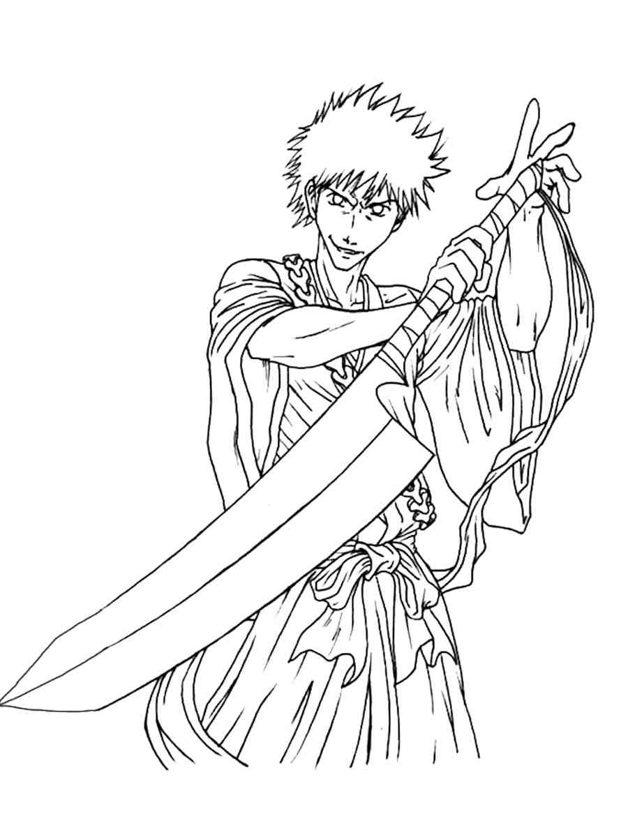 Ichigo with a sword coloring page