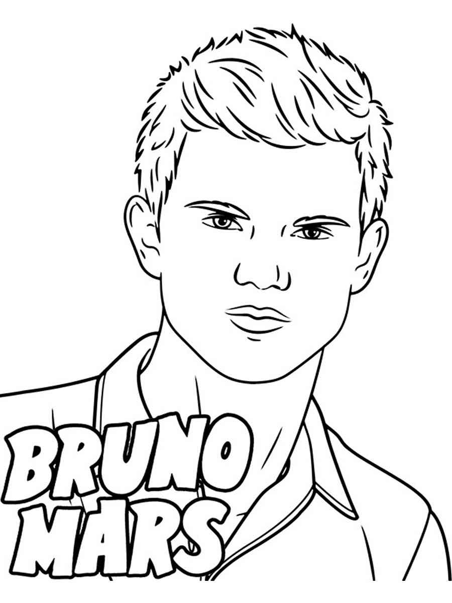 Adorable Bruno Mars coloring page