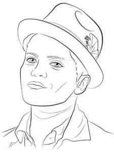 Bruno Mars in a hat coloring page