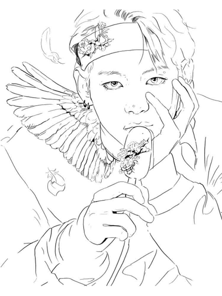 Suga from BTS eat ice cream coloring page