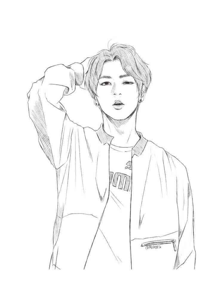 Jungkook from BTS coloring page
