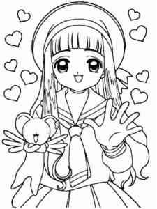 Sakura with Kero coloring page