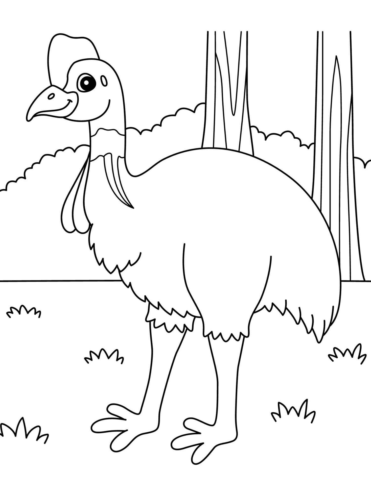 Funny Cartoon Cassowary coloring page