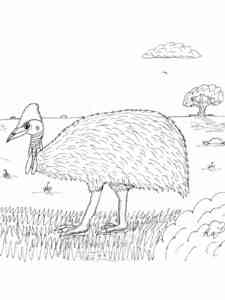 Realistic Southern Cassowary coloring page