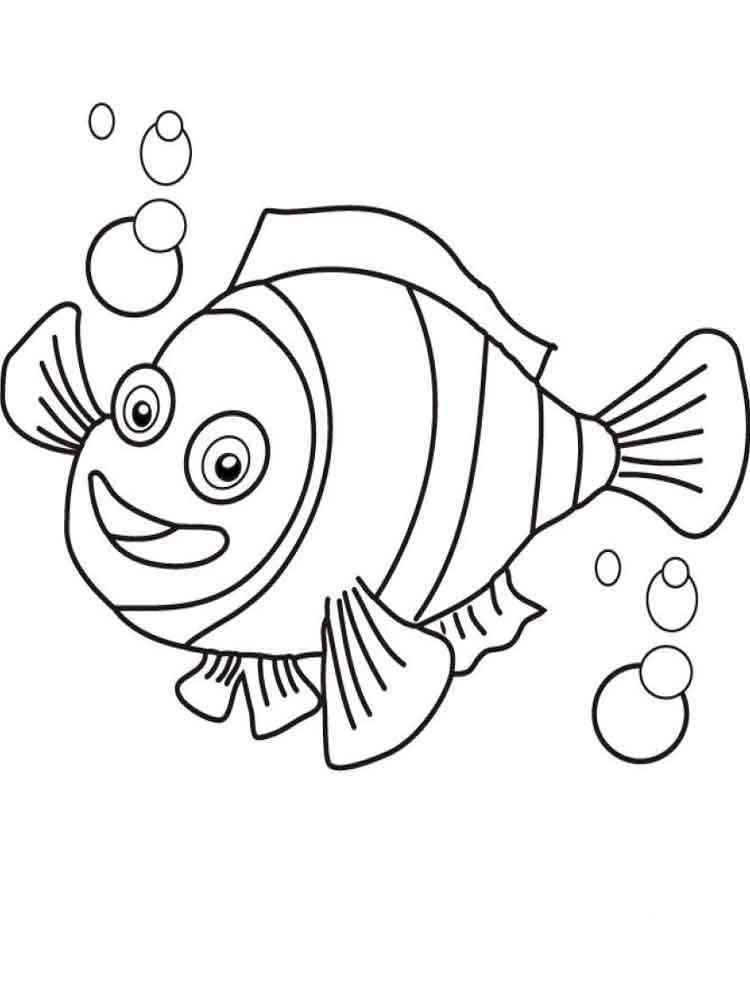 Funny cartoon Clownfish coloring page