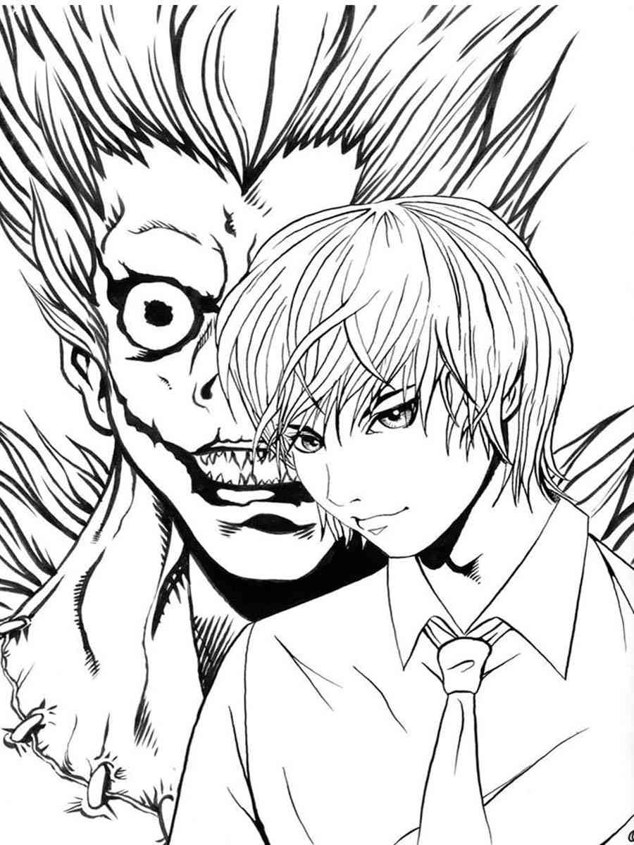 Yagami and Ryuk from Death Note coloring page