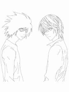 Yagami and L coloring page