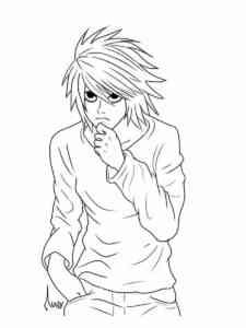 Pensive L from Death Note coloring page