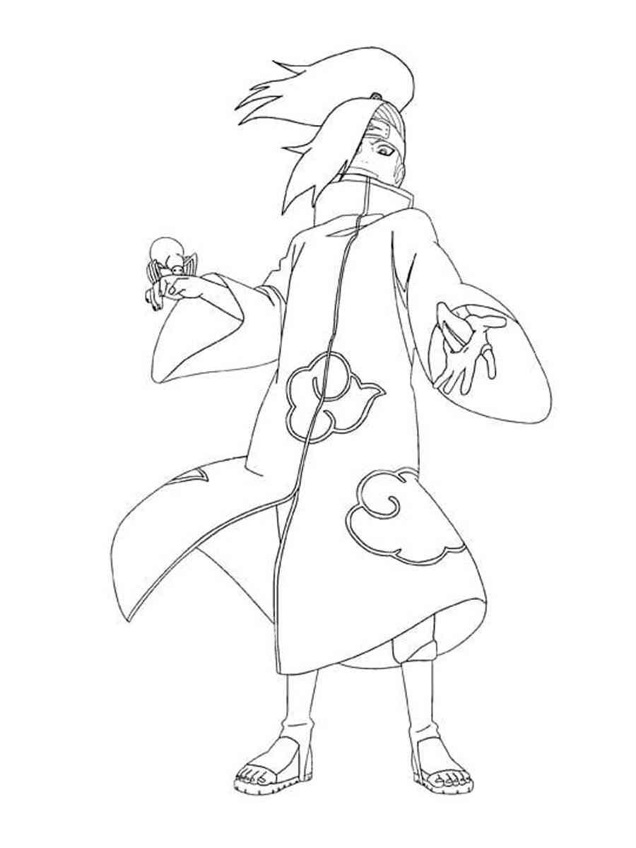 Deidara with a spider on her arm coloring page