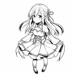 Lovely Asuna coloring page