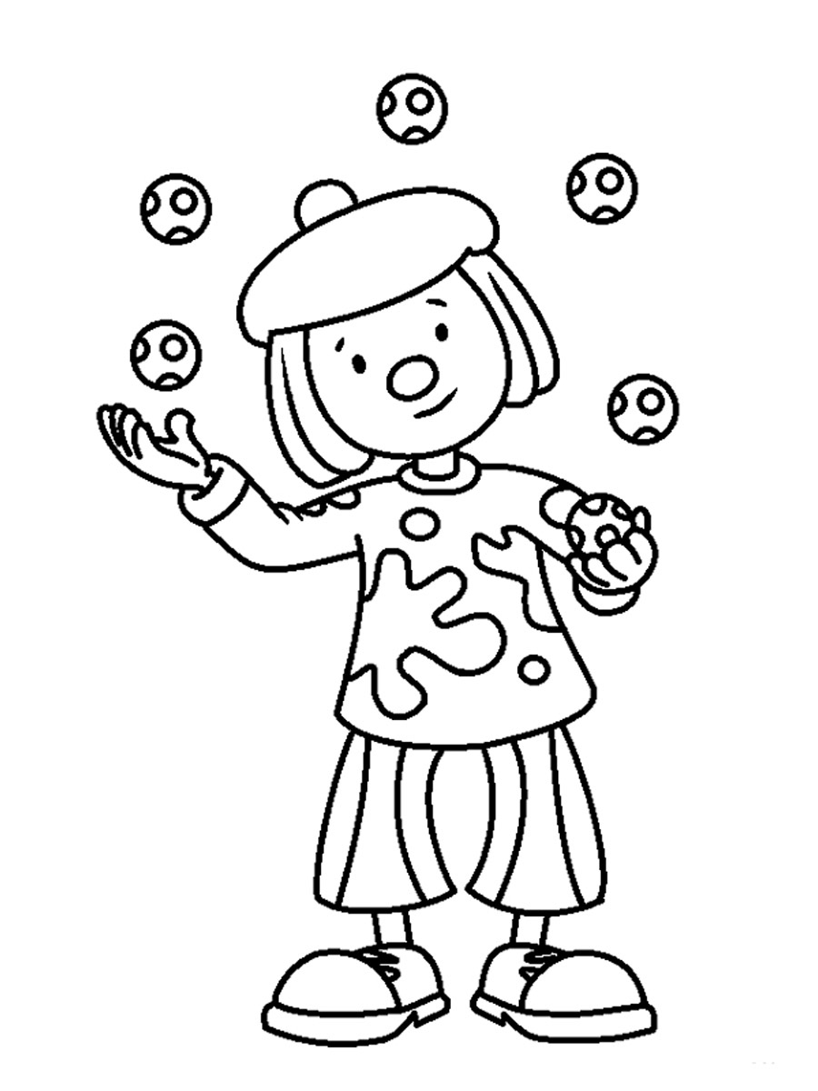 Jojo juggles coloring page