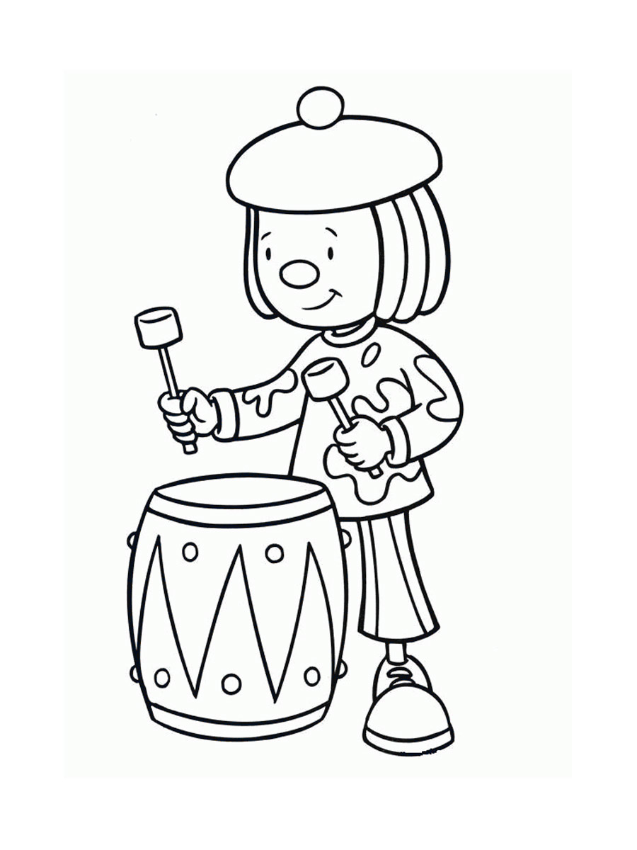 Jojo plays the drums coloring page