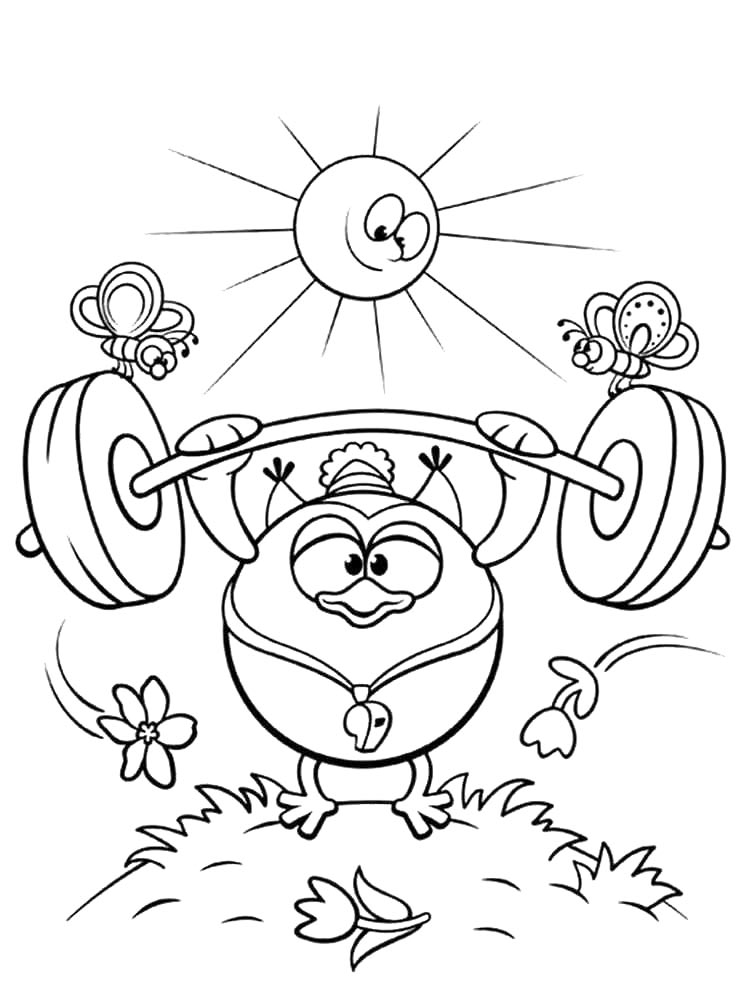 Olga lifts the barbell coloring page