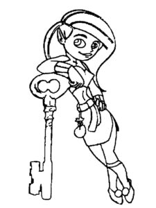 Kim Possible with key coloring page