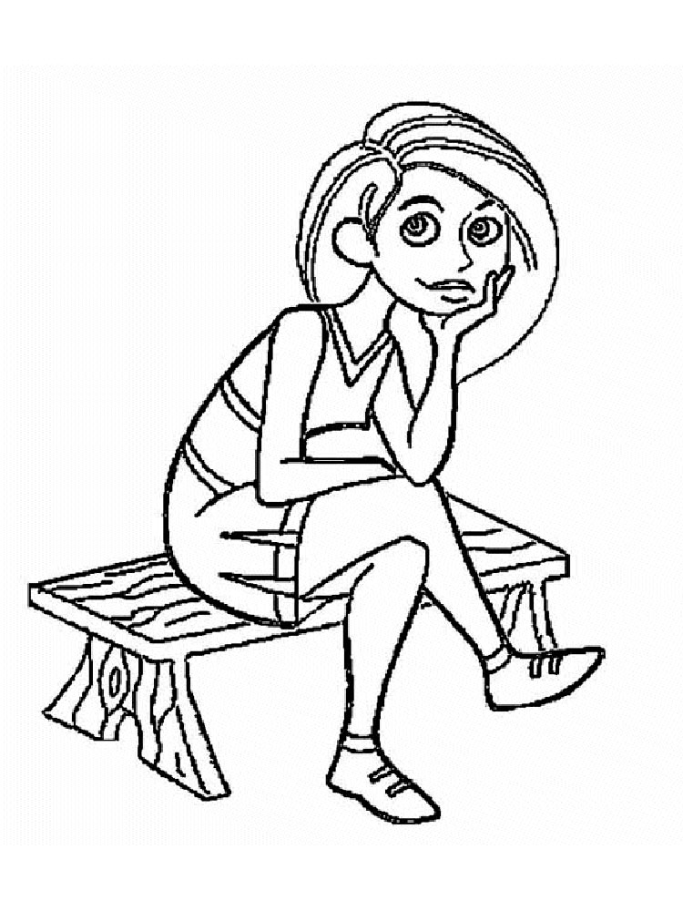 Kim Possible on the bench coloring page