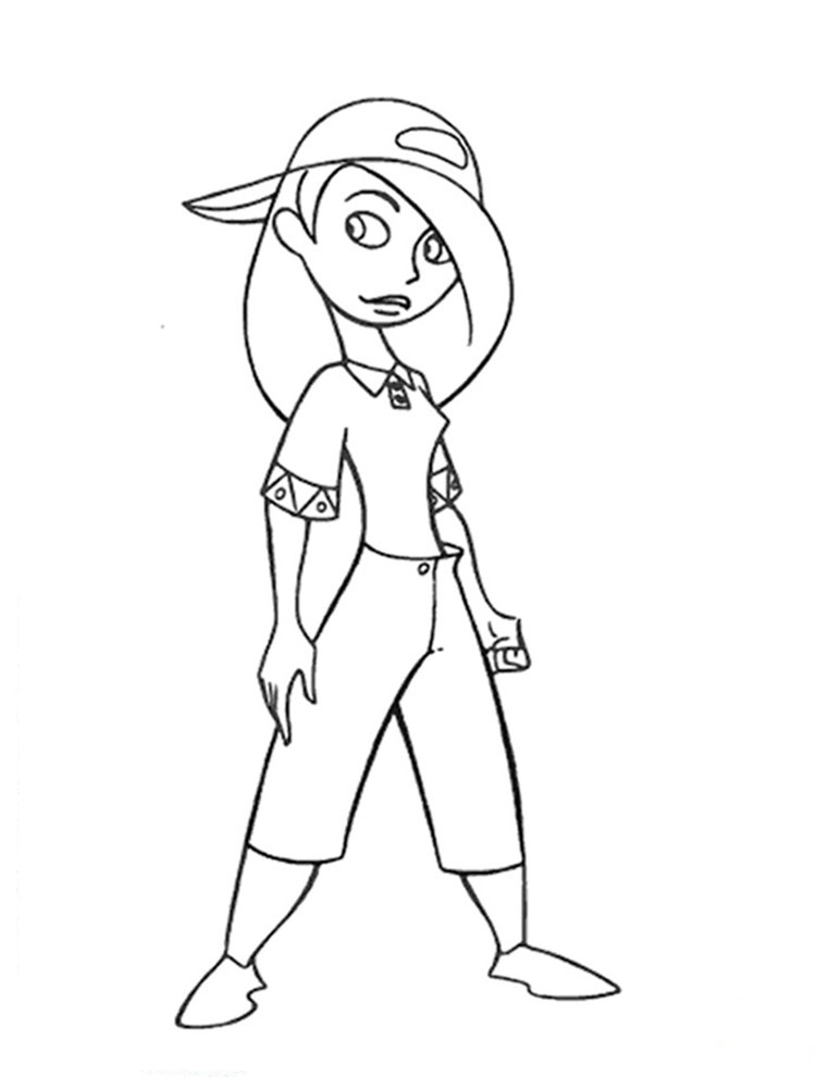 Kim Possible in a baseball cap coloring page
