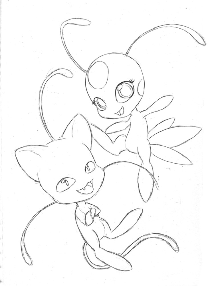 Tikki and Plagg coloring page