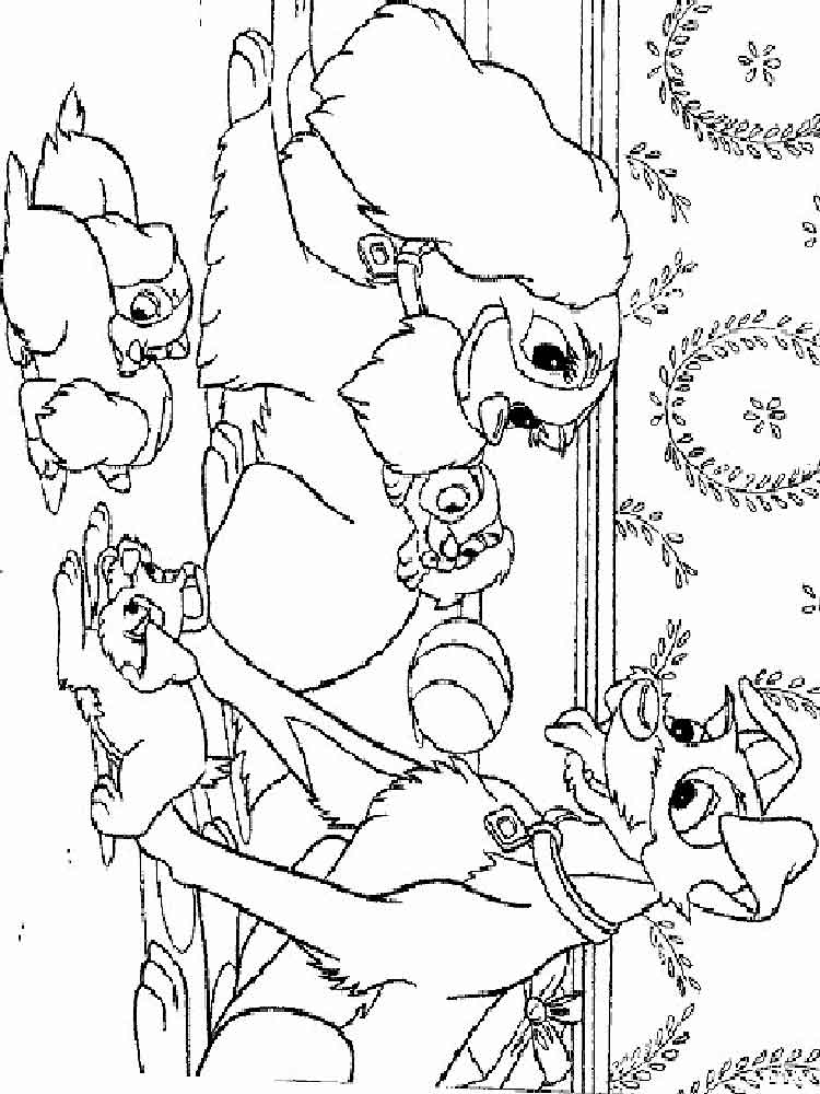 Lady and the Tramp characters coloring page