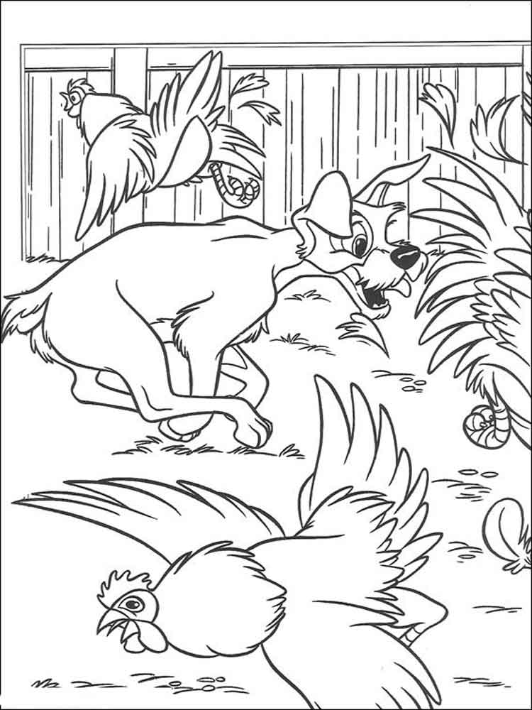 Animation Lady and the Tramp coloring page