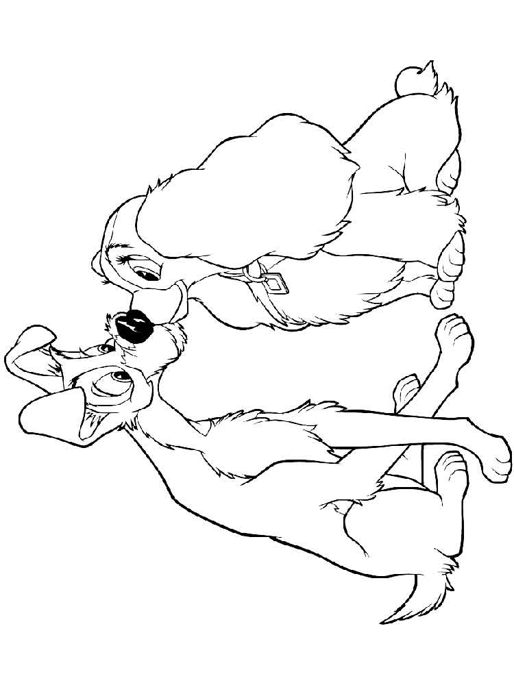 Lady and the Tramp kissing coloring page