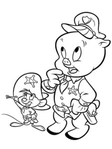 Porky Pig and Speedy Gonzales coloring page