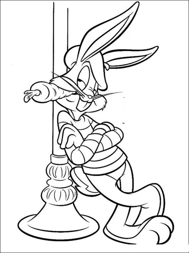 Bugs Bunny with carrot coloring page