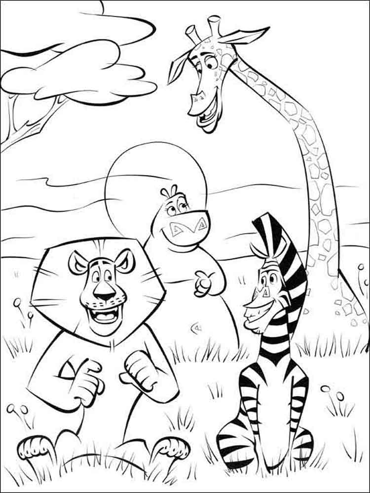 Gloria, Marty and Alex coloring page