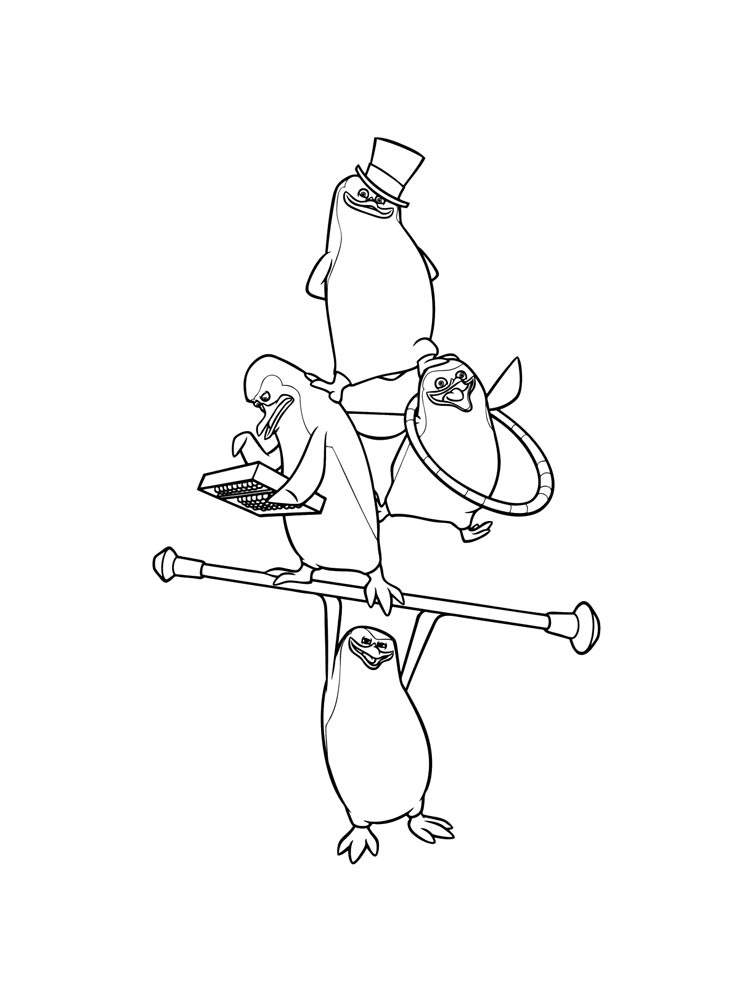 Penguins from Madagascar coloring page