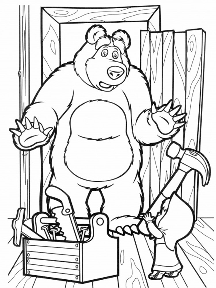 Masha and the Bear 1 coloring page