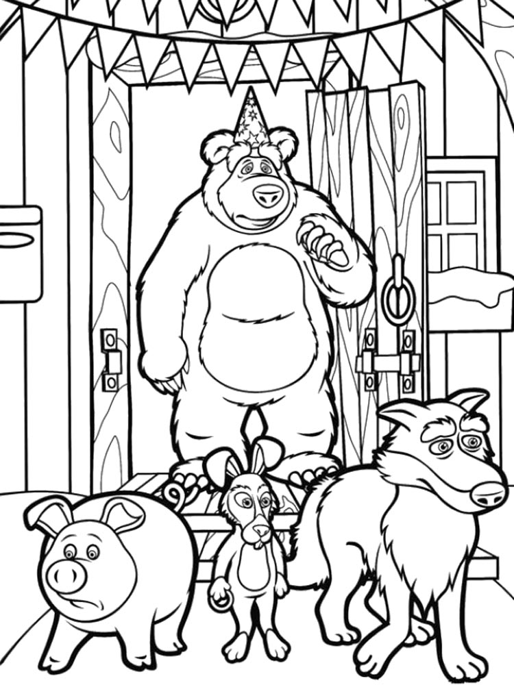 Masha and the Bear 100 coloring page