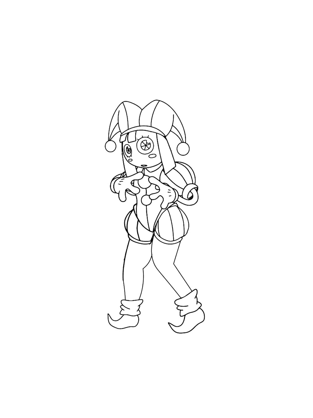 Sad Pomni coloring page
