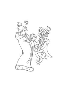 Kinger dances with Caine coloring page