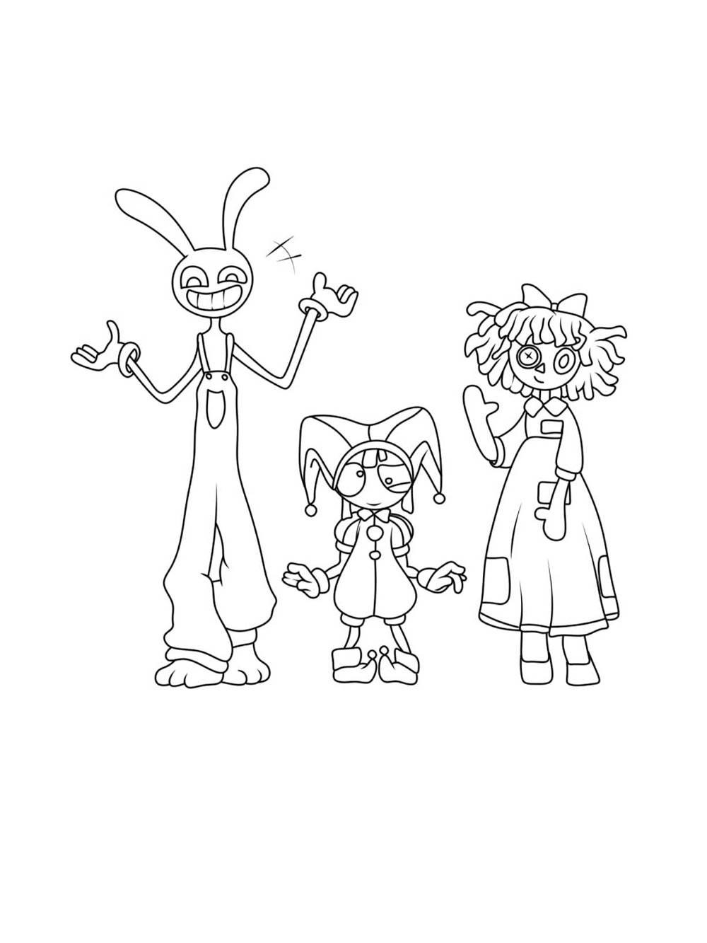 Ragatha, Jax and Pomni coloring page