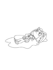 Pomni lies in a pool of tears coloring page