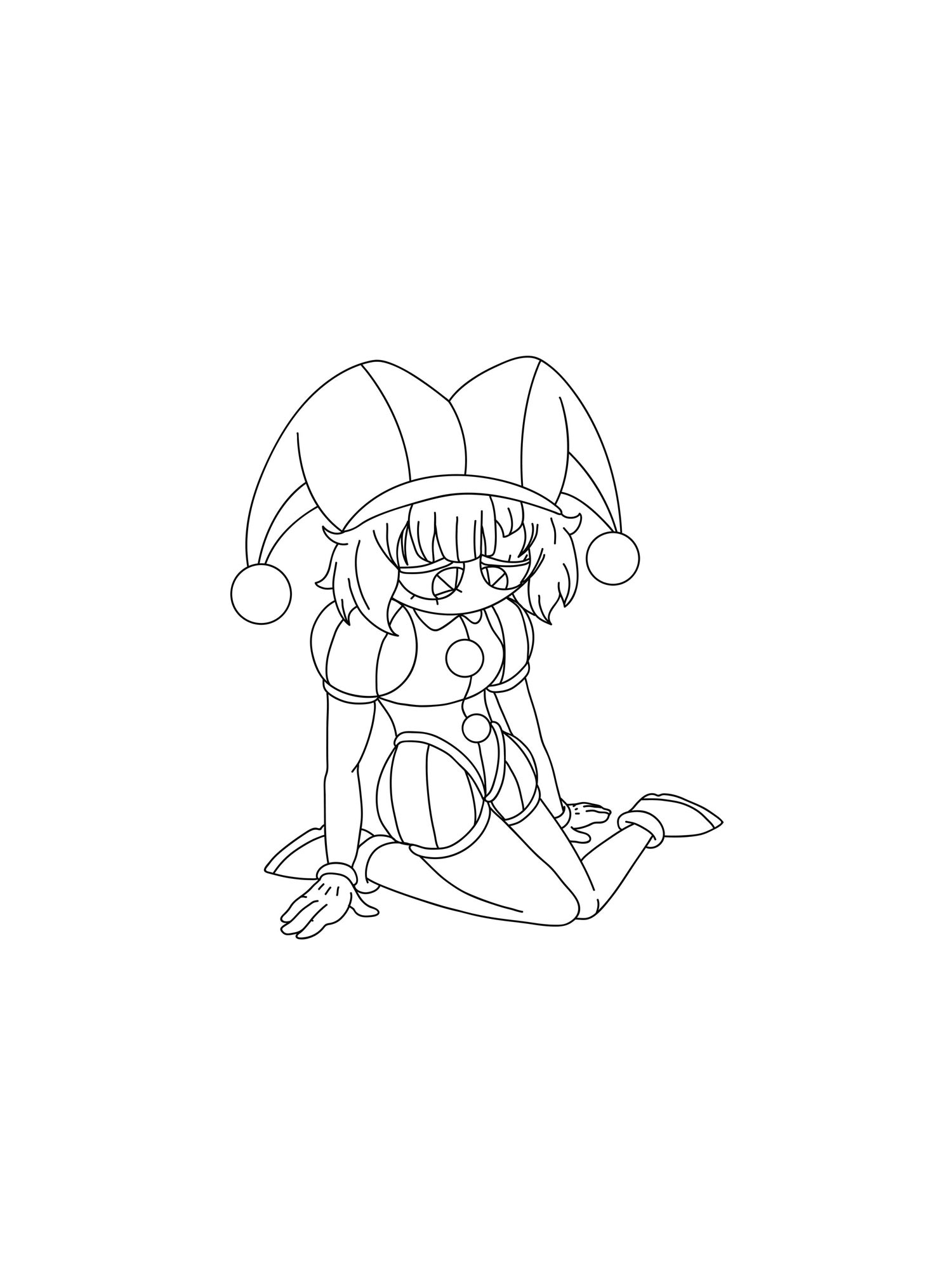 Pomni’s sad coloring page