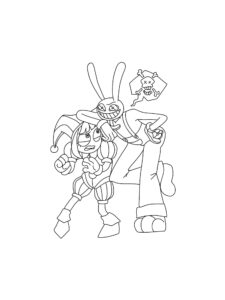 Jax with Pomni coloring page