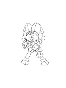 Crazy Pomni coloring page