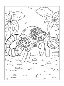 Ragatha on the beach coloring page