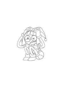 Pomni is sitting coloring page