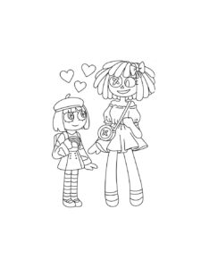 Ragatha and Pomni are in love coloring page
