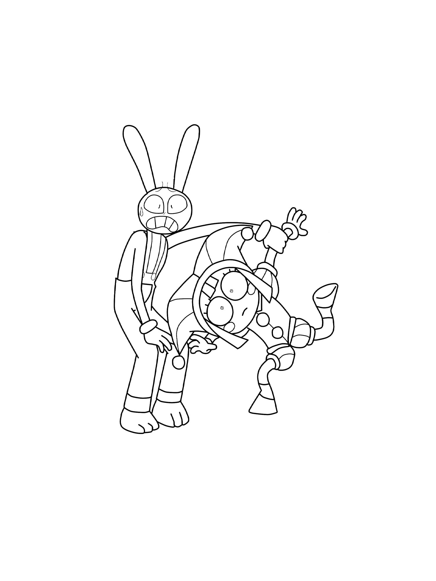 Jax with Pomni coloring page