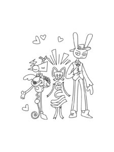 Zooble, Gangle, Jax coloring page
