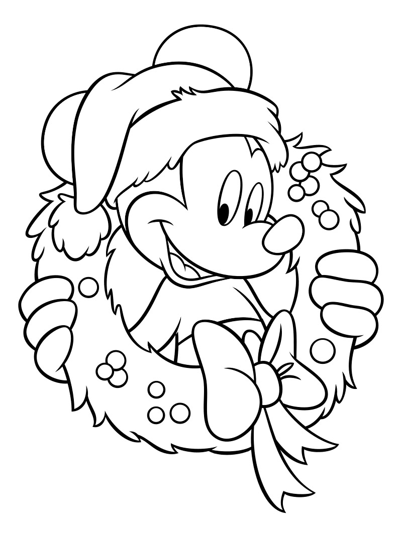 Mickey Mouse Christmas coloring page