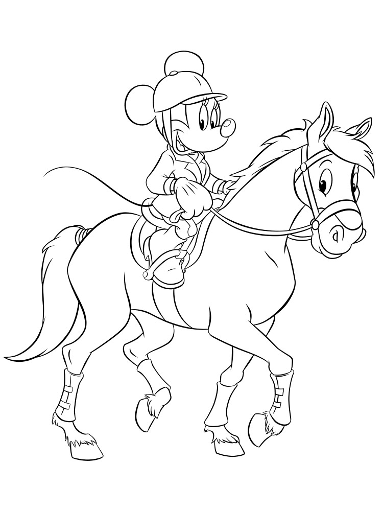 Mickey Mouse on a horse coloring page