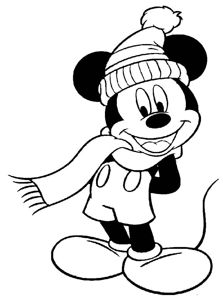 Mickey Mouse in a hat coloring page