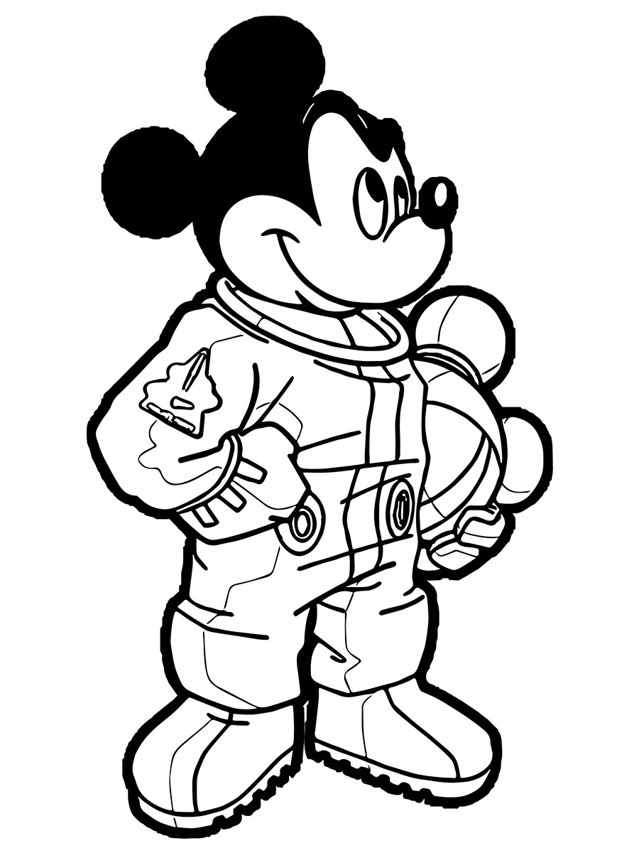 Mickey Mouse astronaut coloring page