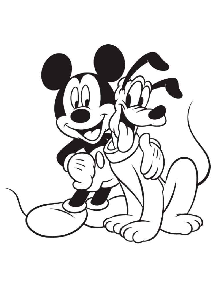 Mickey Mouse  and Pluto coloring page