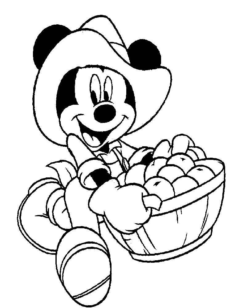 Mickey Mouse has harvested his crops coloring page