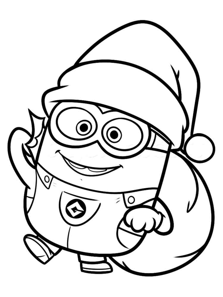 Minions Christmas coloring page