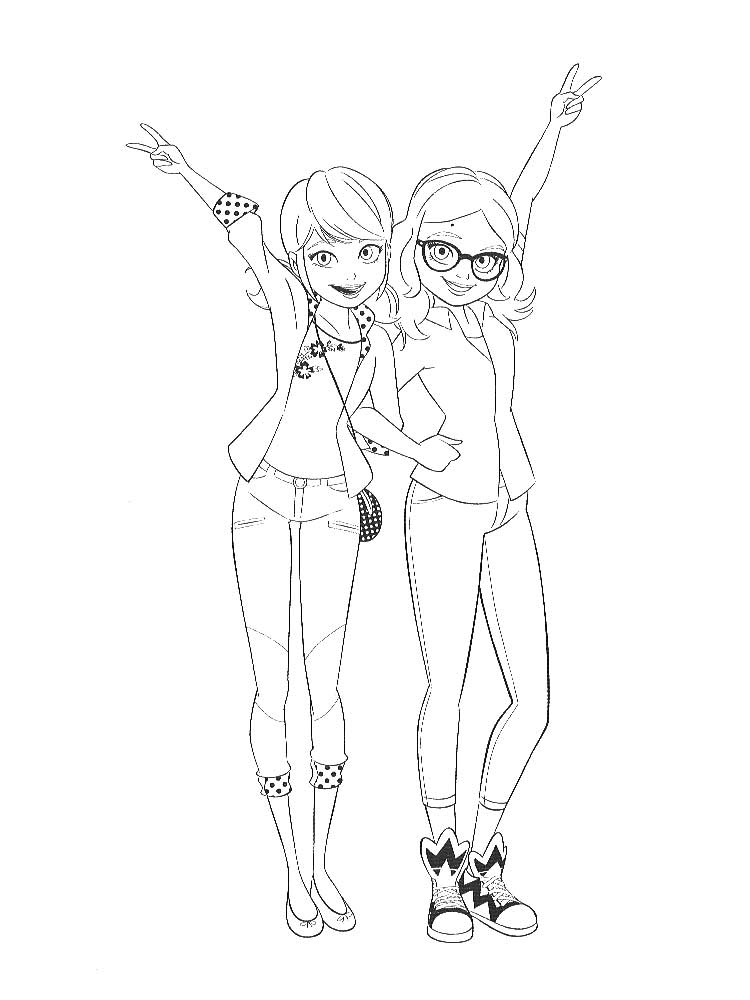 Marinette Dupain-Cheng and Alya Cesaire coloring page
